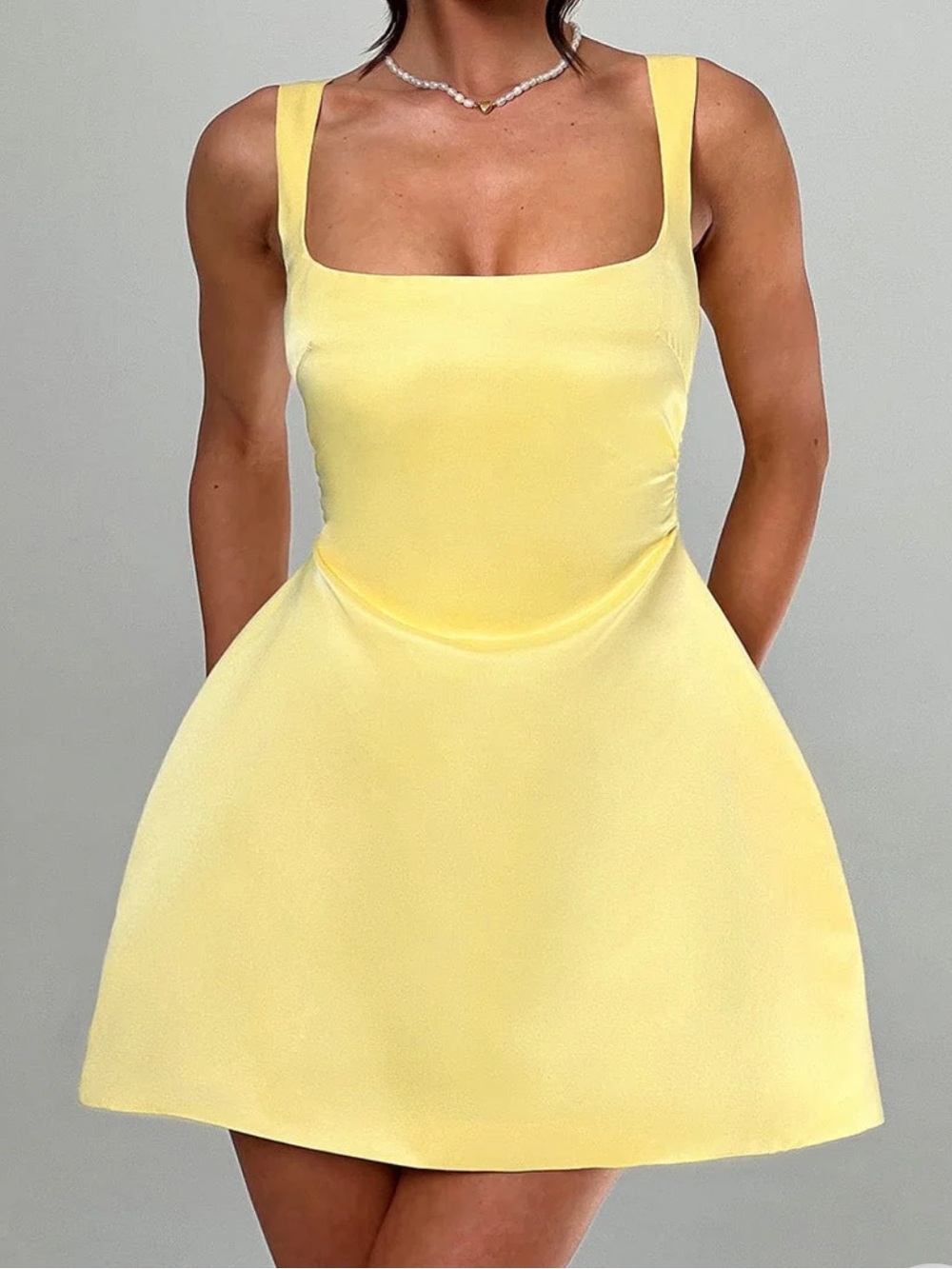Elegant Strapless Yellow Fit-and-Flare Dress